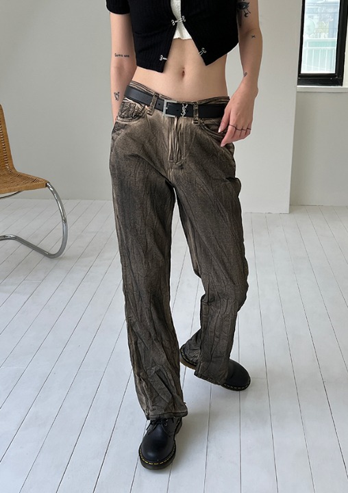 wrinkle coating pants (3color)