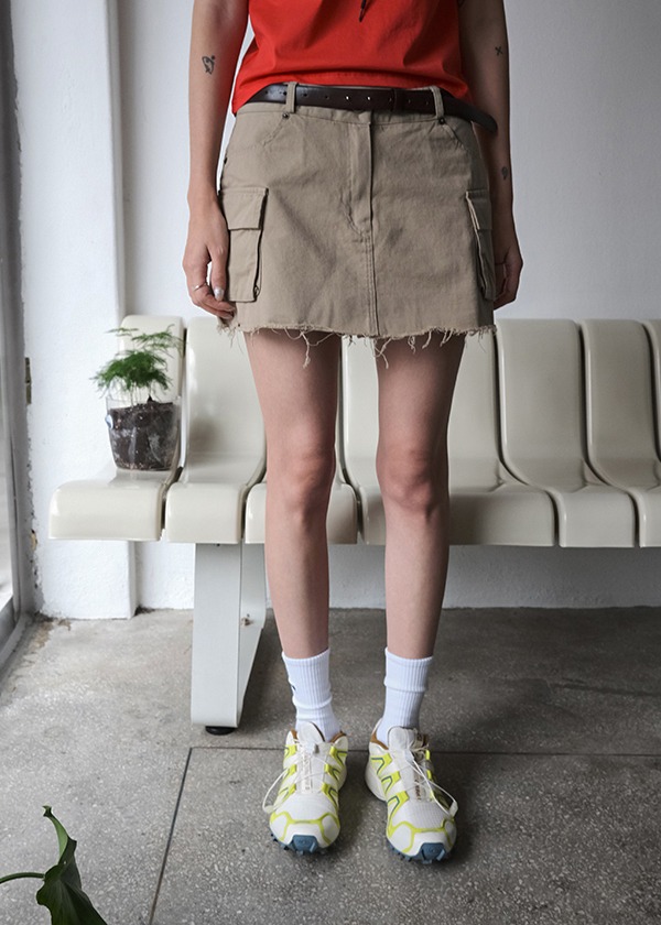 low cargo skirt pants (2color)