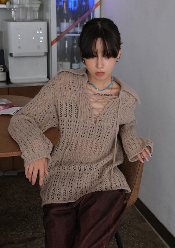 collar eyelet knit (3color)