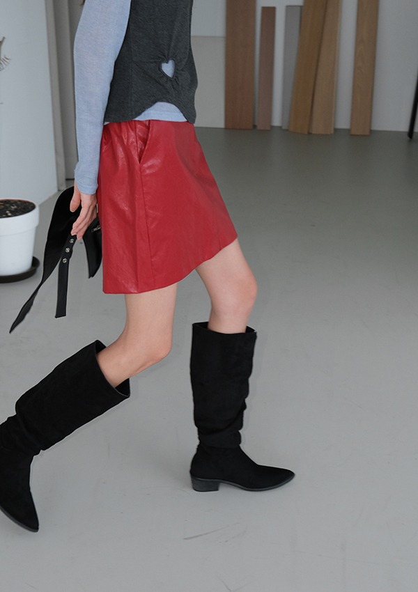 rich leather skirt (2color)