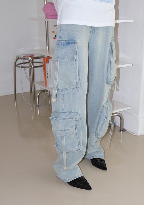 4 pocket denim pants (light-blue)