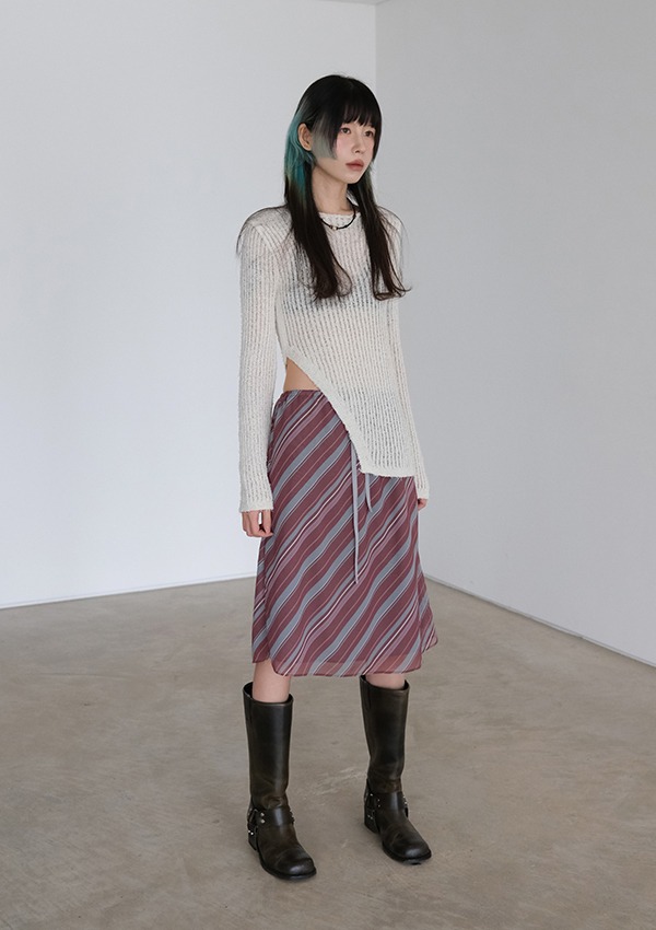 oblique midi skirt (2color)