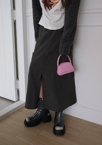 slit pocket long skirt (dark-gray)
